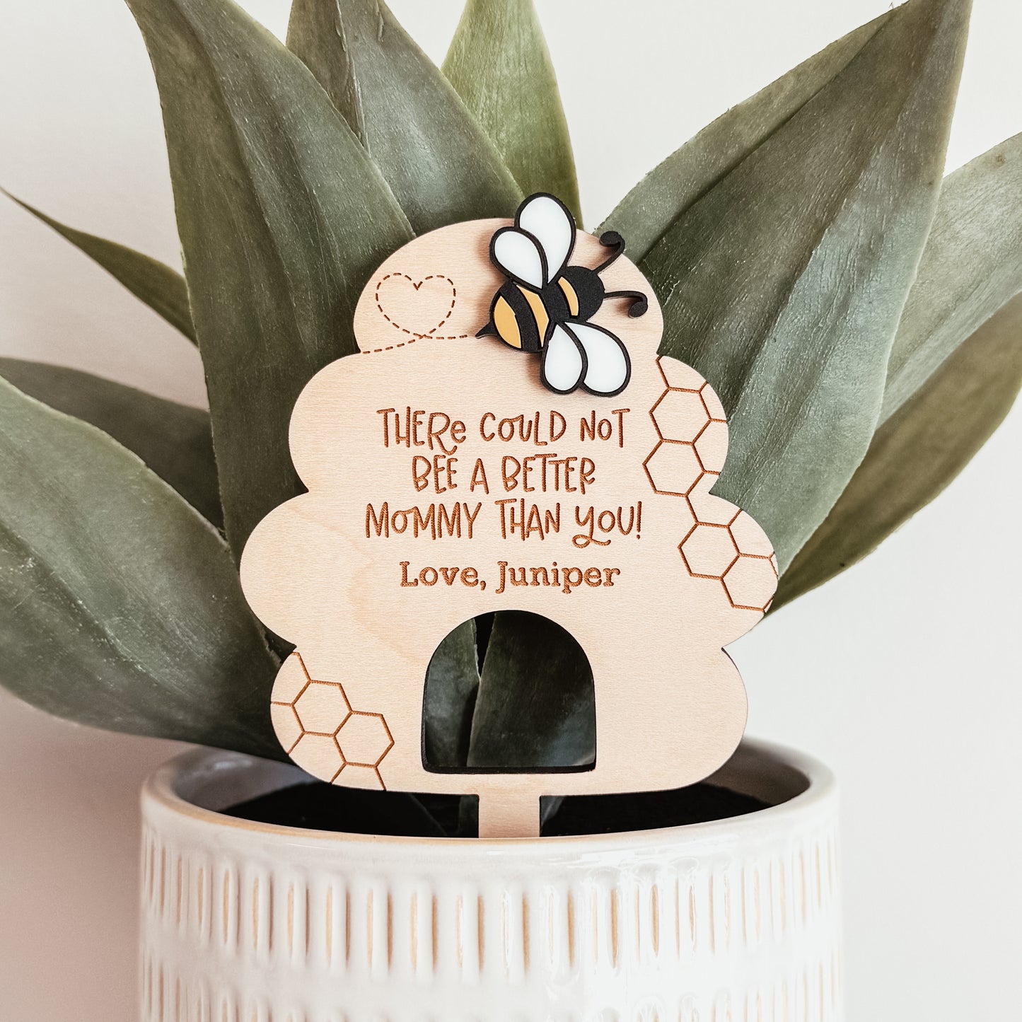 Personalized Bee Wooden Plant Stake