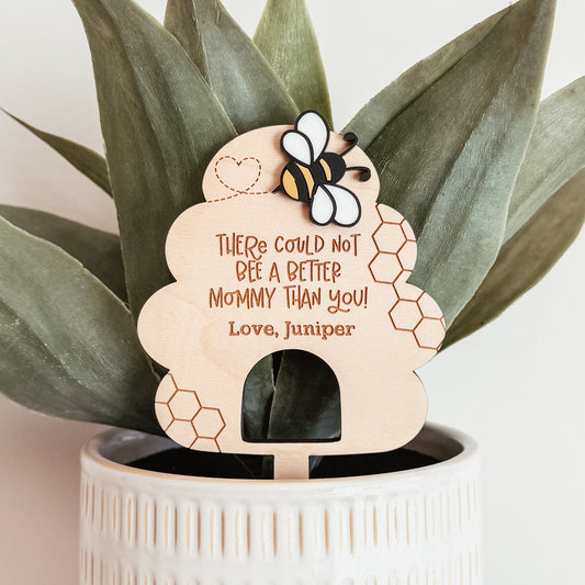 Personalized Bee Wooden Plant Stake