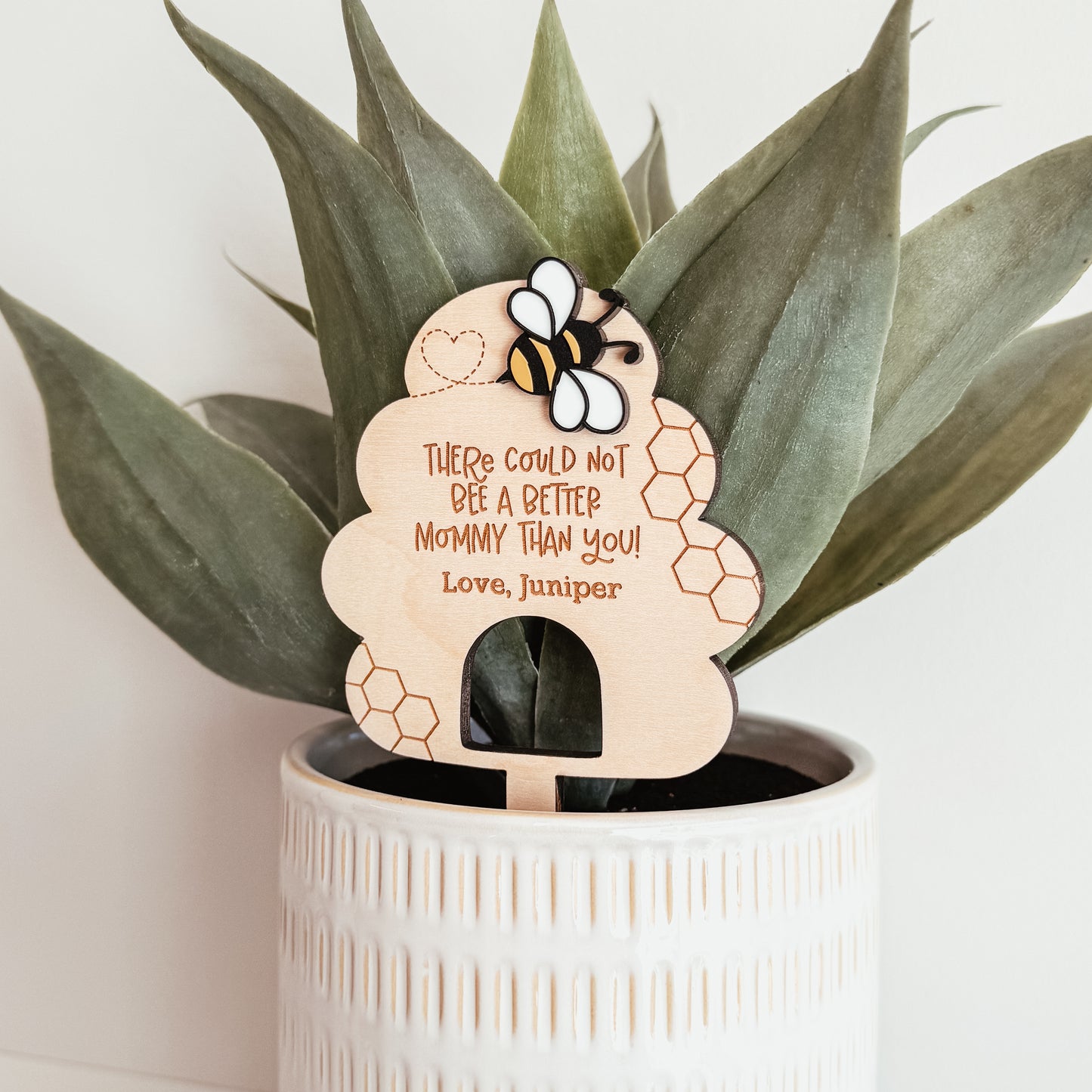 Personalized Bee Wooden Plant Stake