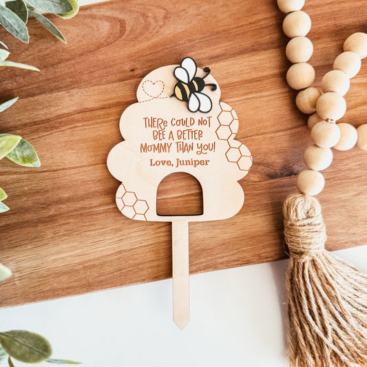 Personalized Bee Wooden Plant Stake
