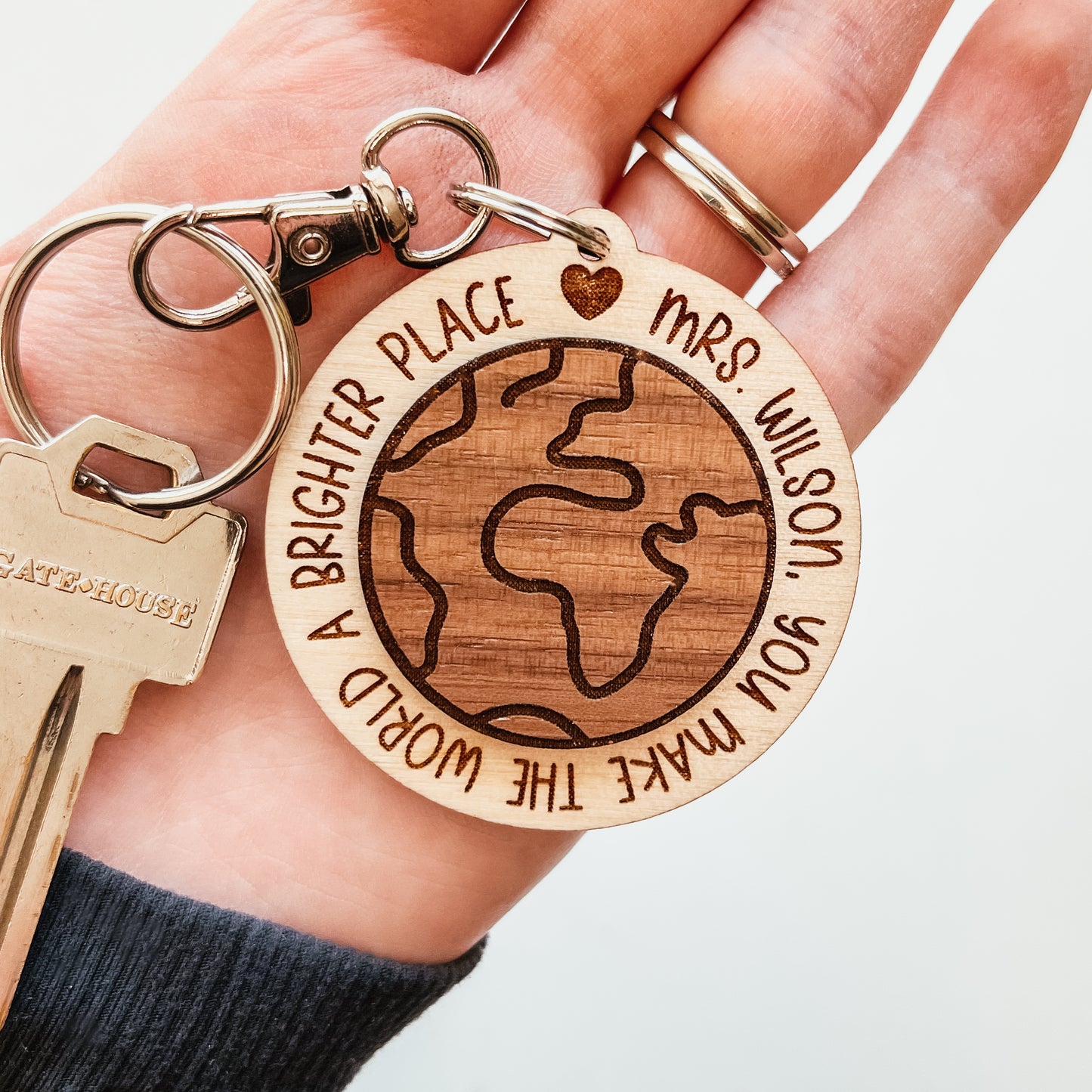 3D Earth Teacher Keychain