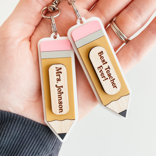 3D Personalized Pencil Teacher Keychain