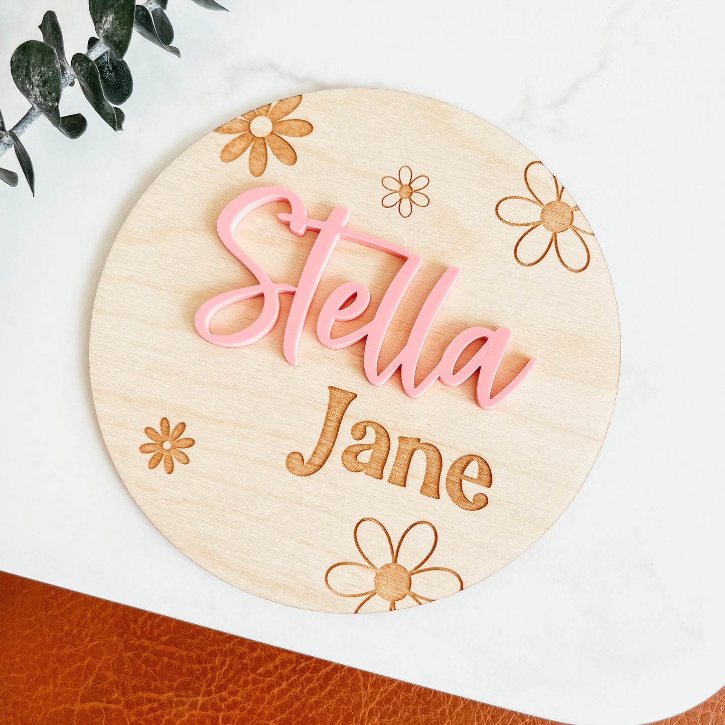 3D Birth Announcement Sign - Daisies