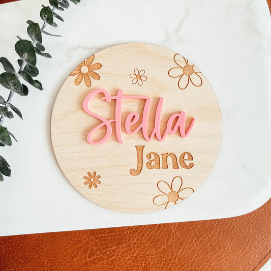 3D Birth Announcement Sign - Daisies
