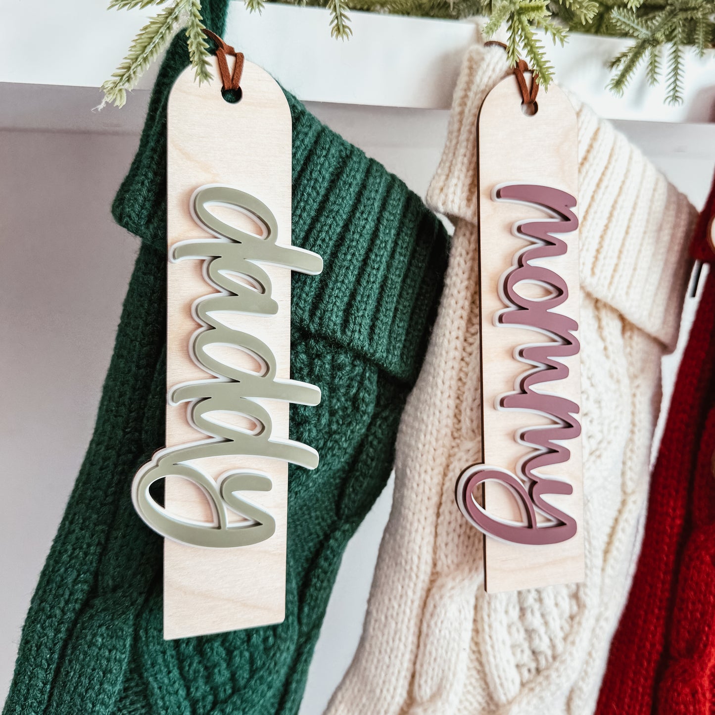 Double Layer Script Stocking Tag