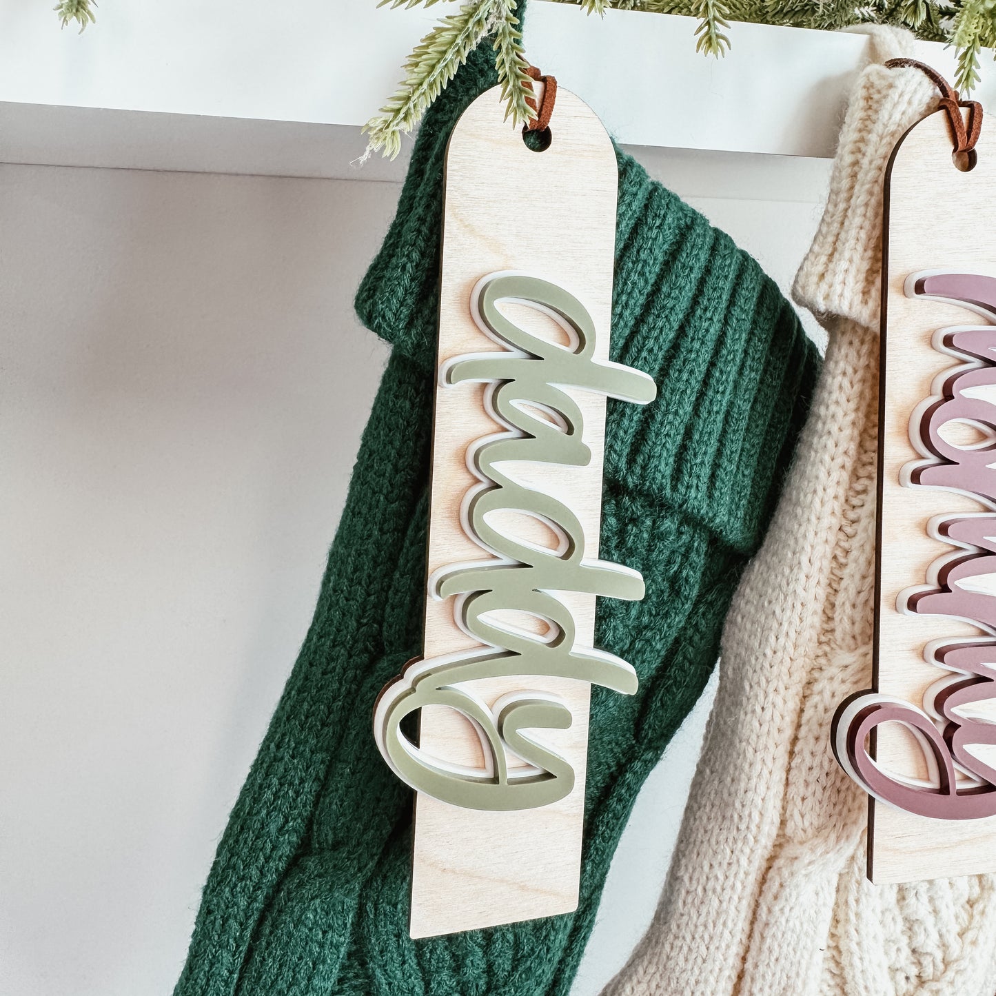 Double Layer Script Stocking Tag