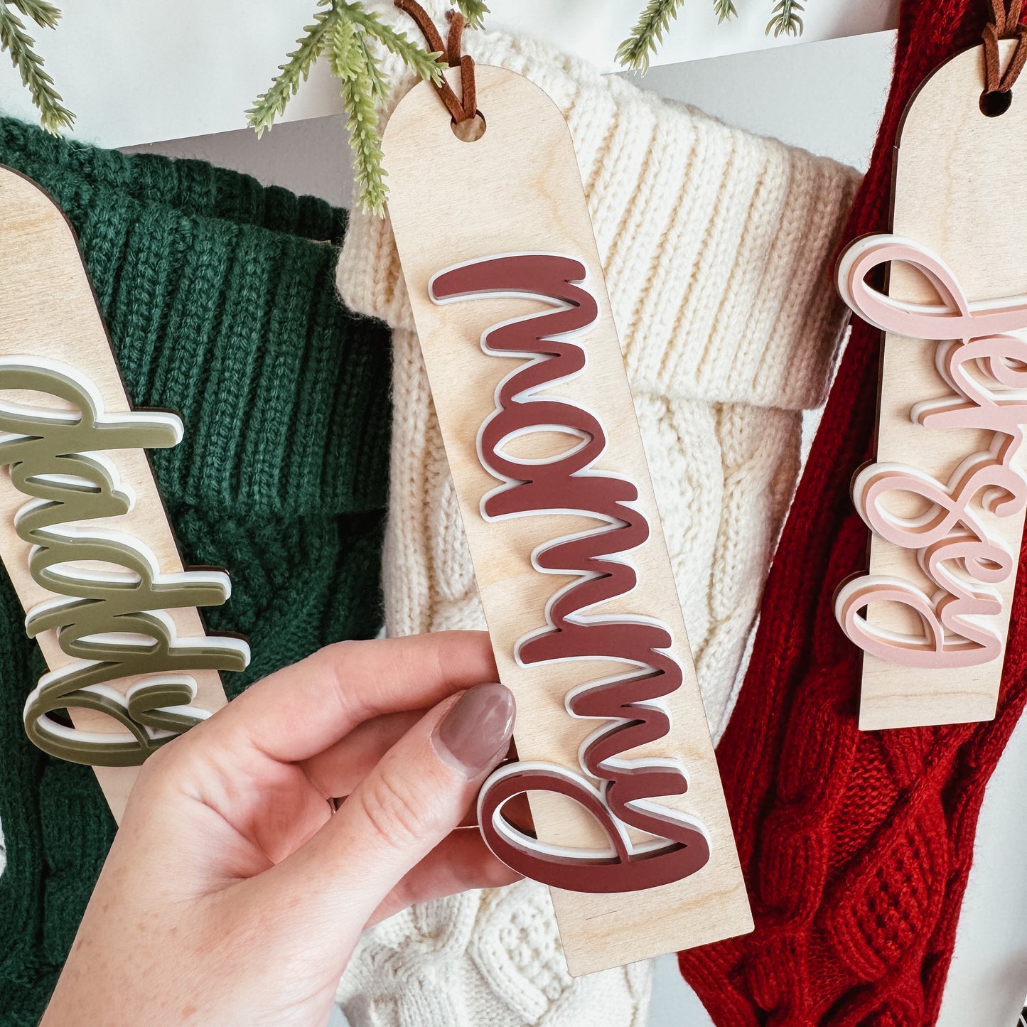 Double Layer Script Stocking Tag