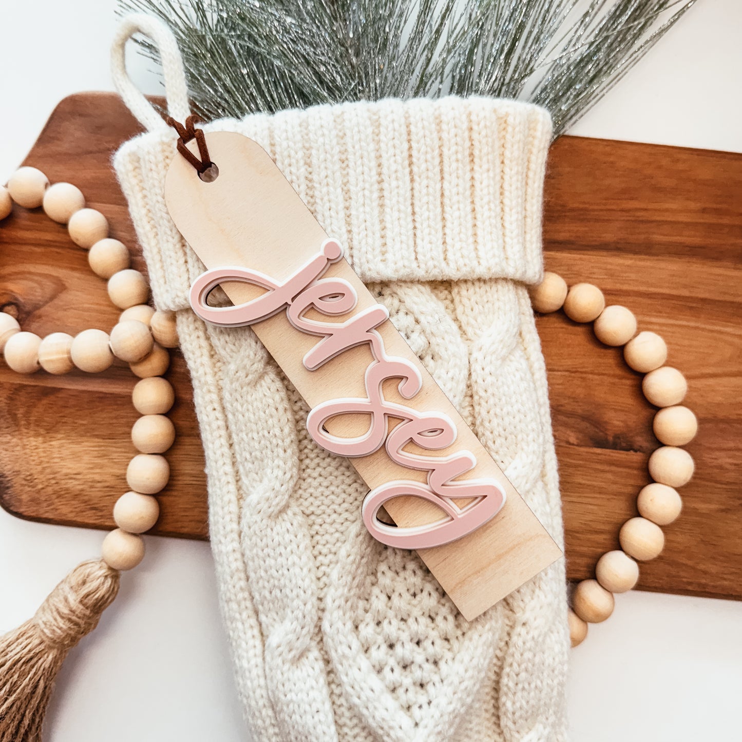Double Layer Script Stocking Tag