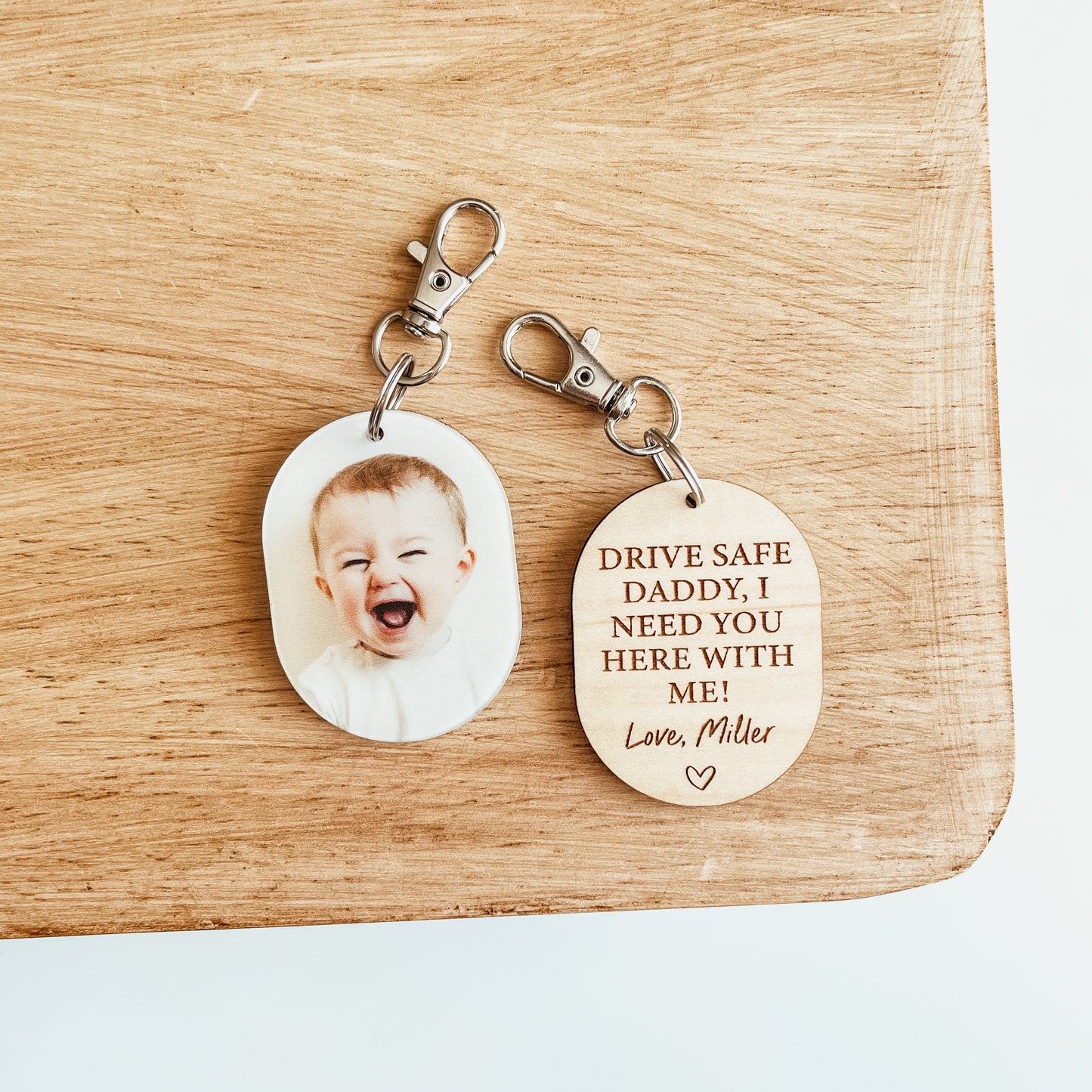 Drive Safe Daddy/Mommy Photo Keychain