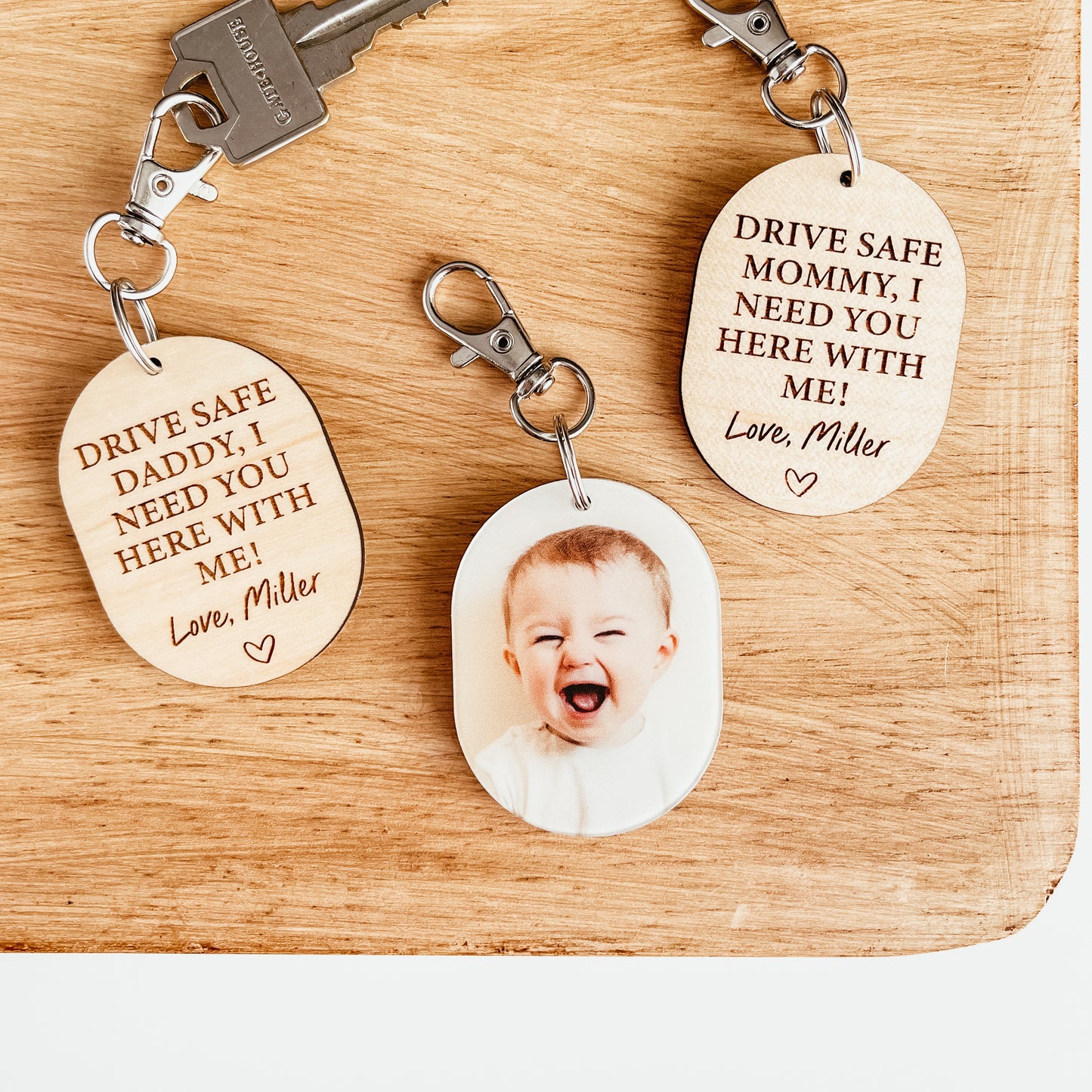 Drive Safe Daddy/Mommy Photo Keychain