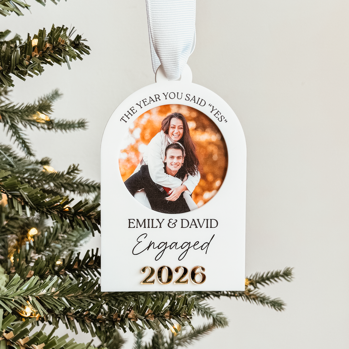 Engagement Photo Christmas Ornament