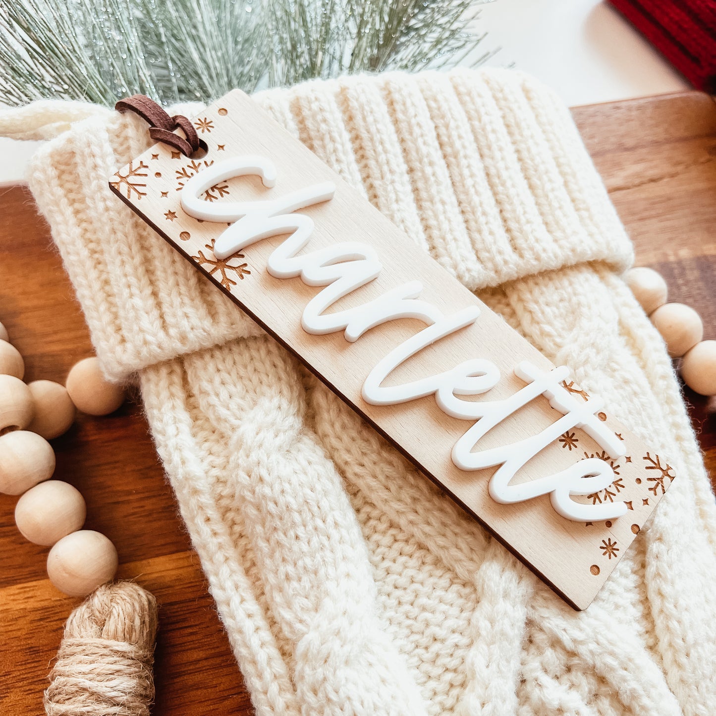 3D Engraved Snowflake Stocking Tag