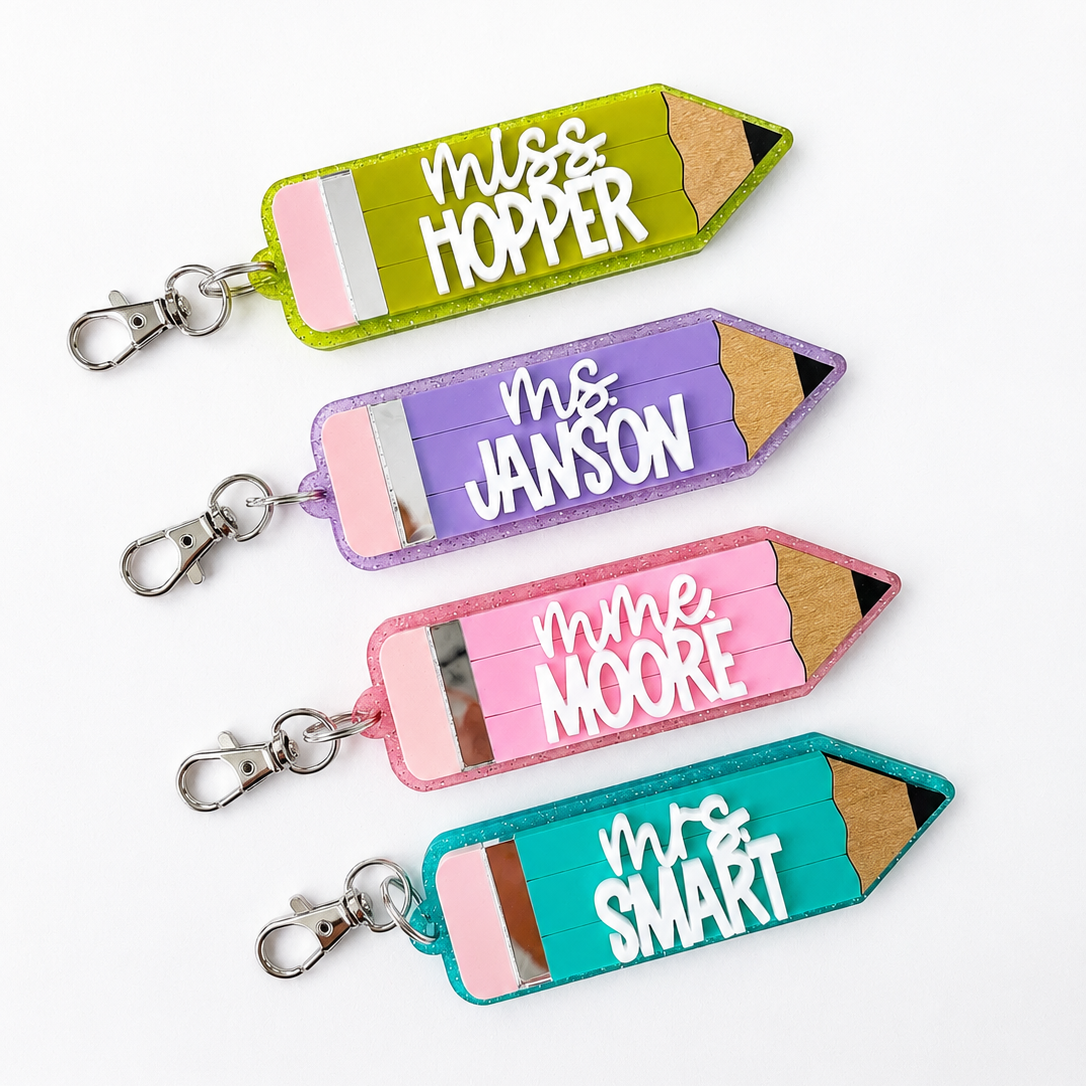 Glitter Pencil Keychain