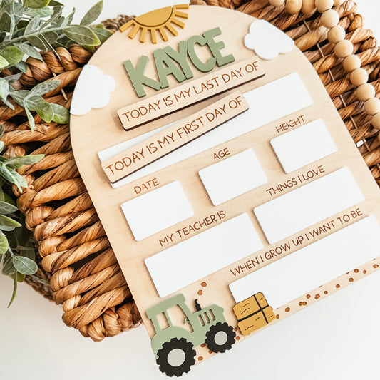 First And Last Day Of School Sign | Tractor