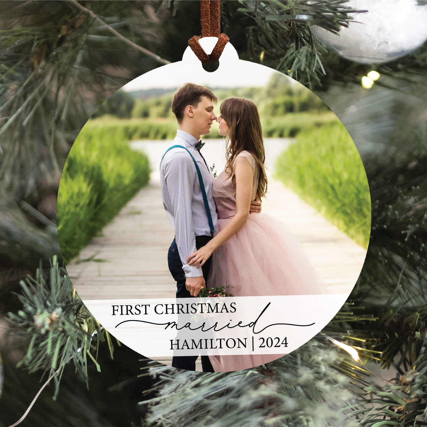 First Christmas Married Photo Ornament