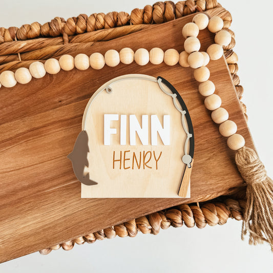 Fishing Baby Name Announcement Sign