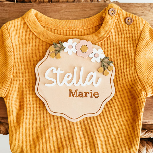3D Floral Baby Name Announcement Sign