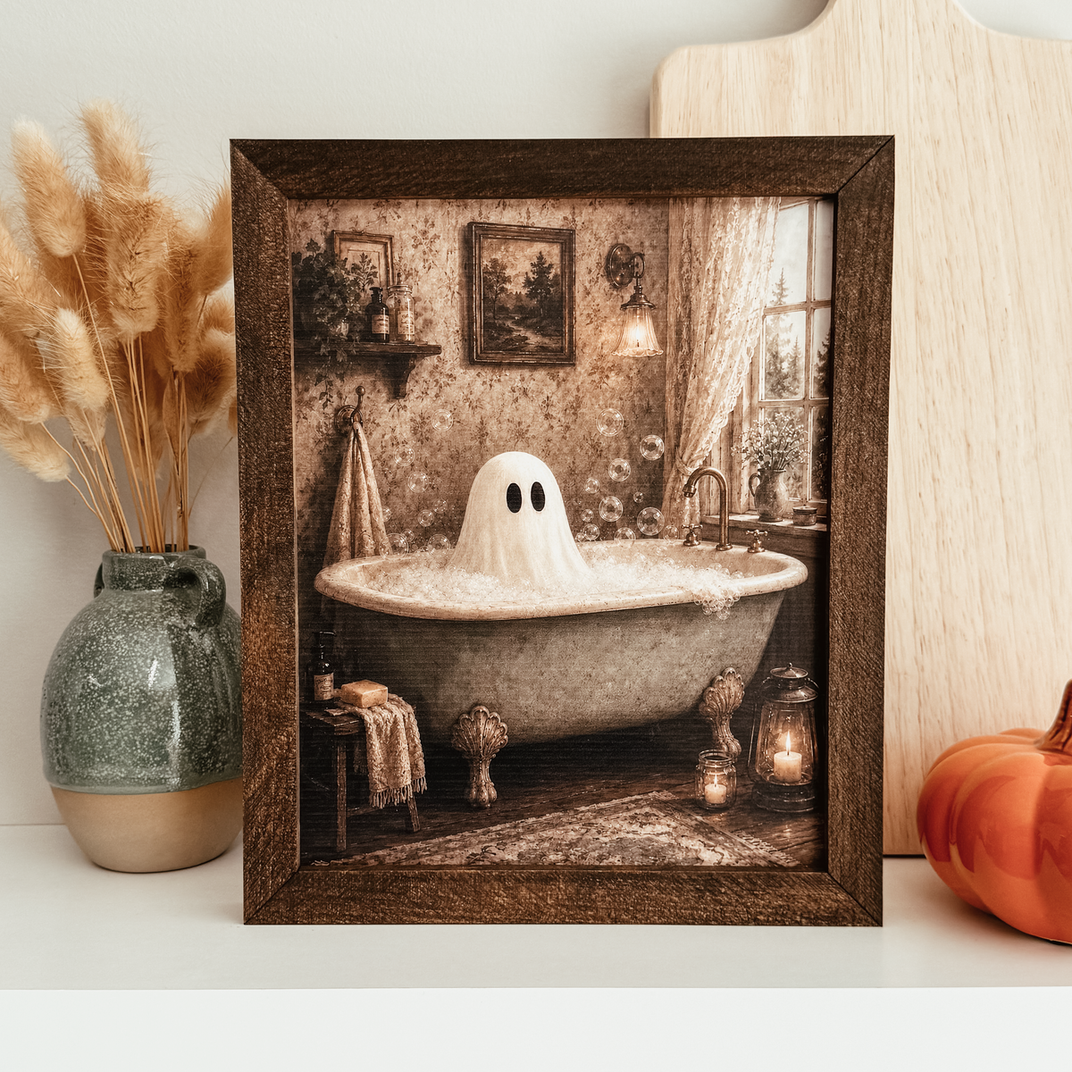 Bathtub Ghost Vintage Inspired Halloween Sign