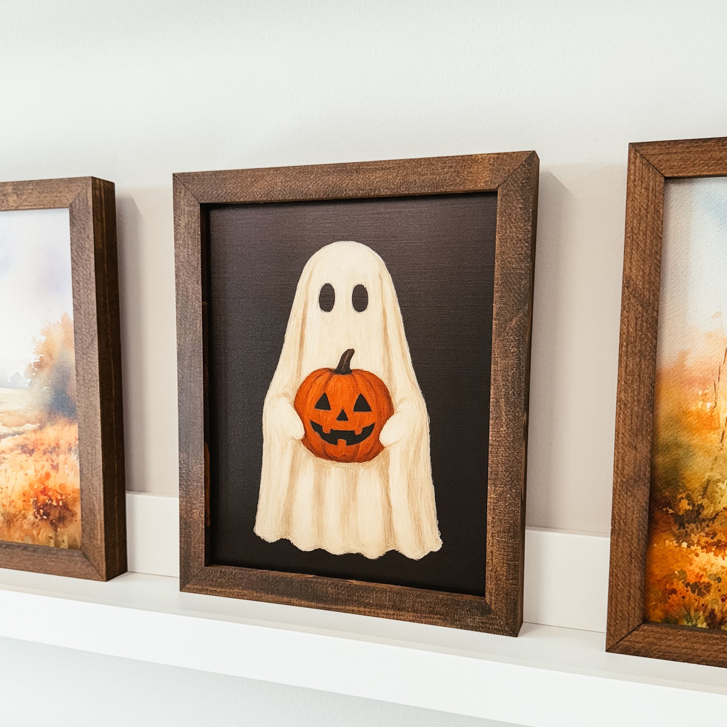 Ghost With Jack-O'-Lantern Vintage Inspired Sign