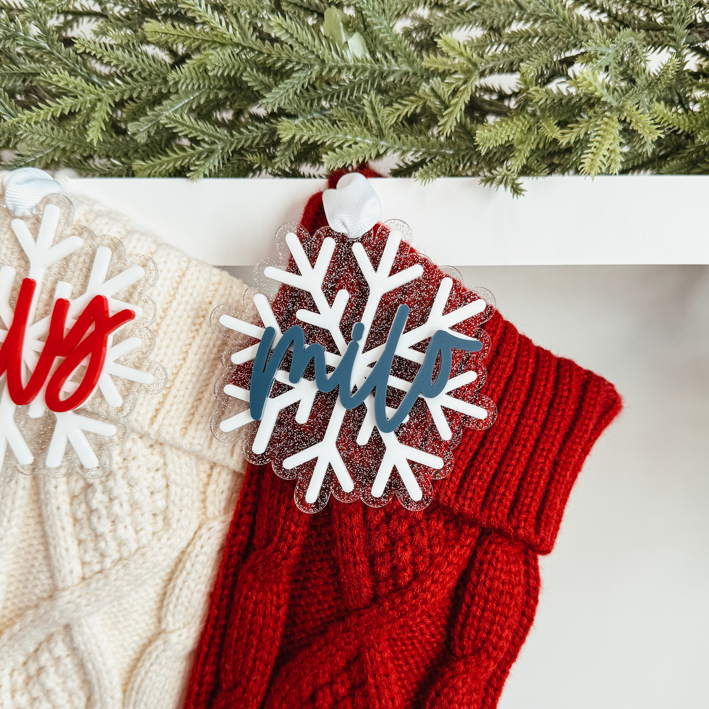 3D Acrylic Snowflake Stocking Tag
