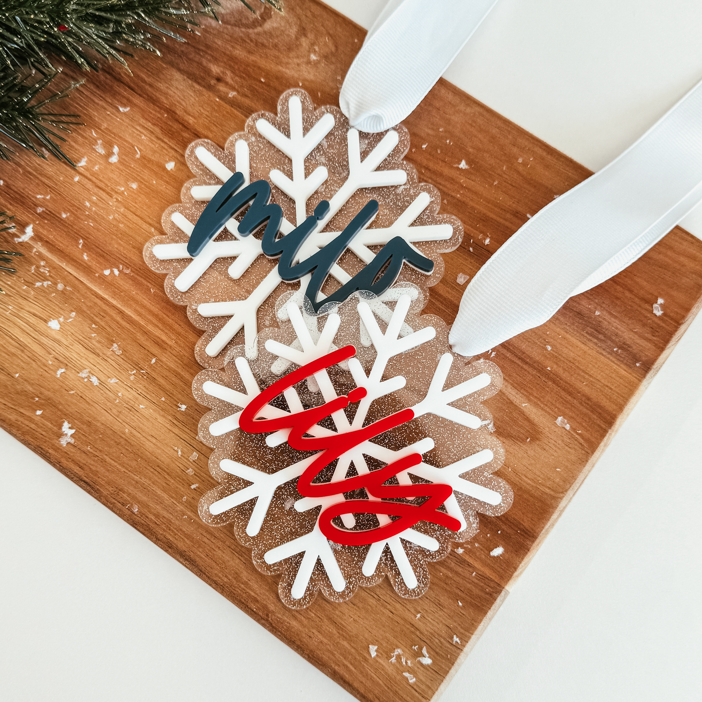 3D Acrylic Snowflake Stocking Tag