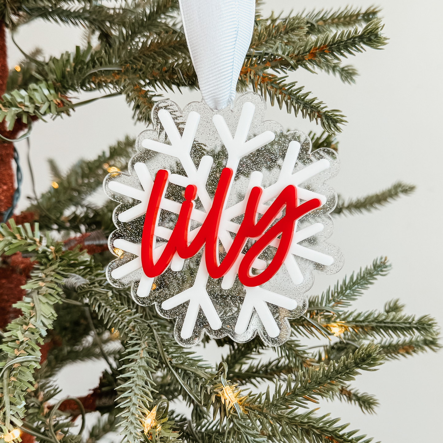3D Acrylic Snowflake Stocking Tag