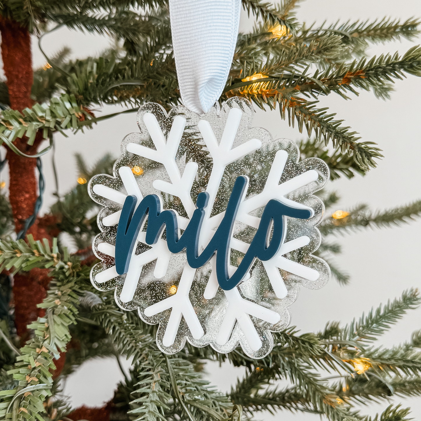 3D Acrylic Snowflake Stocking Tag