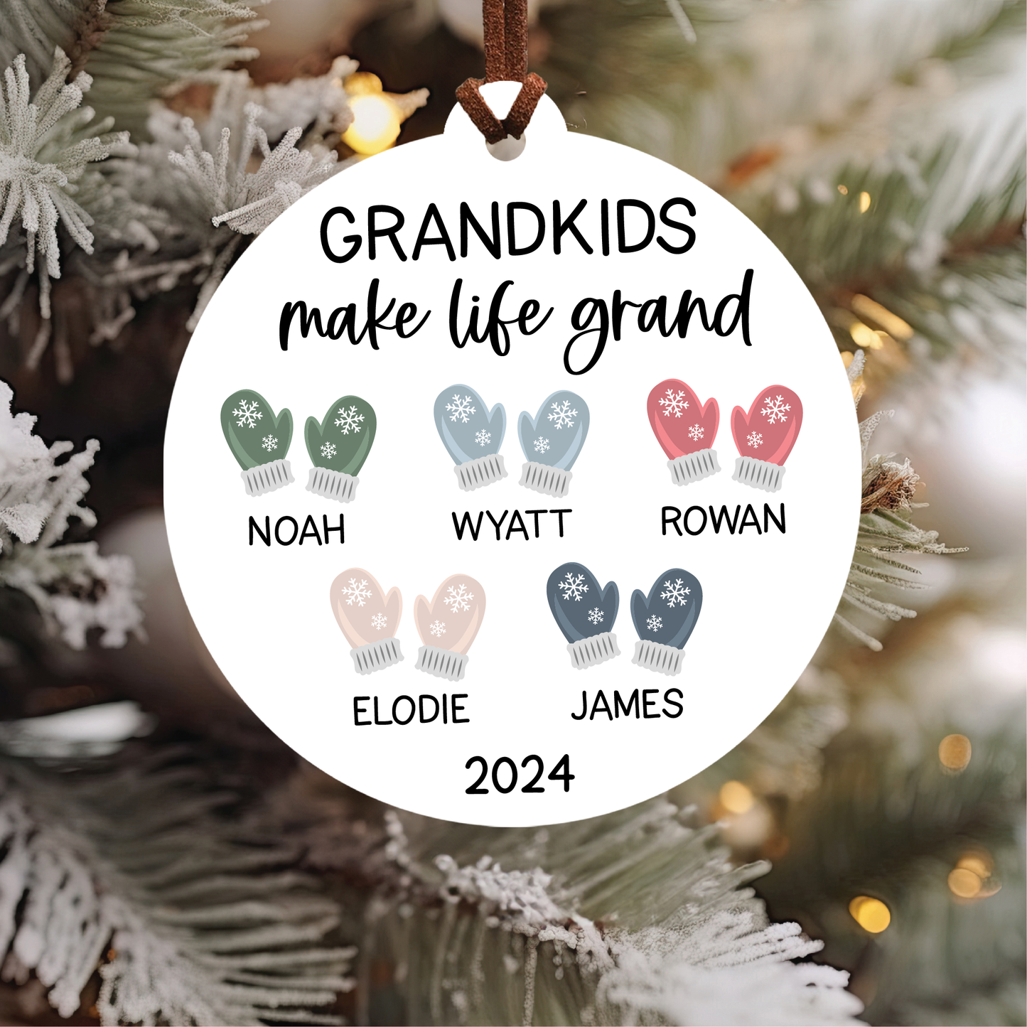Grandchildren Names Christmas Ornament | Mittens