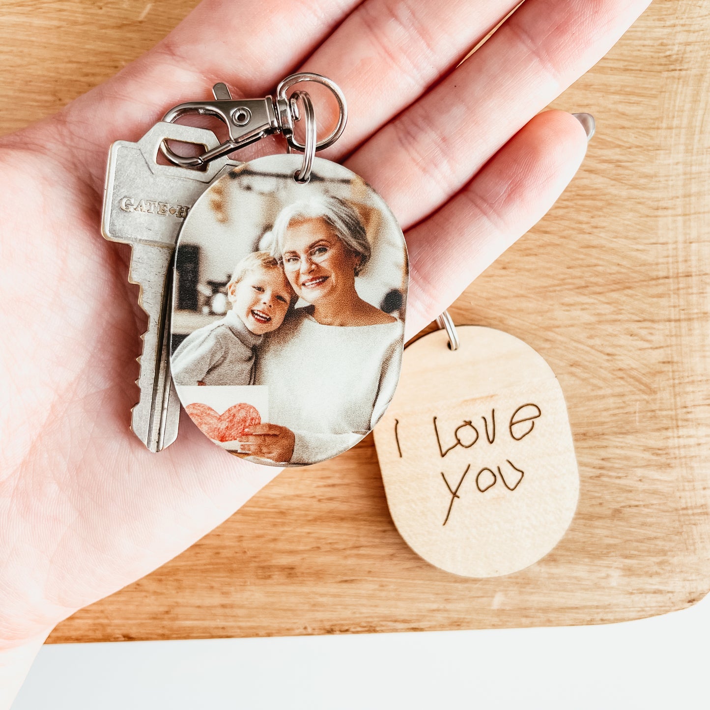 Custom Photo and Handwriting Keychain