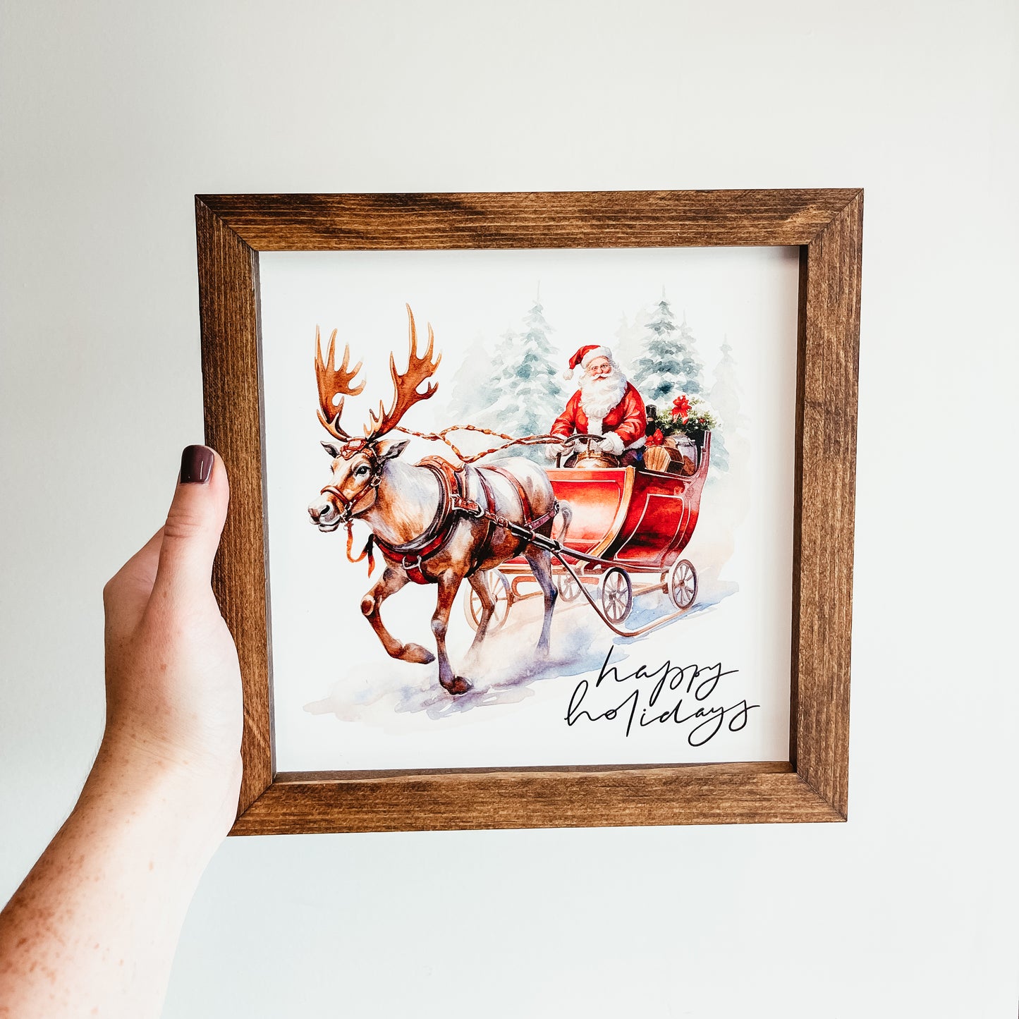 Happy Holidays Santa And Reindeer Sign