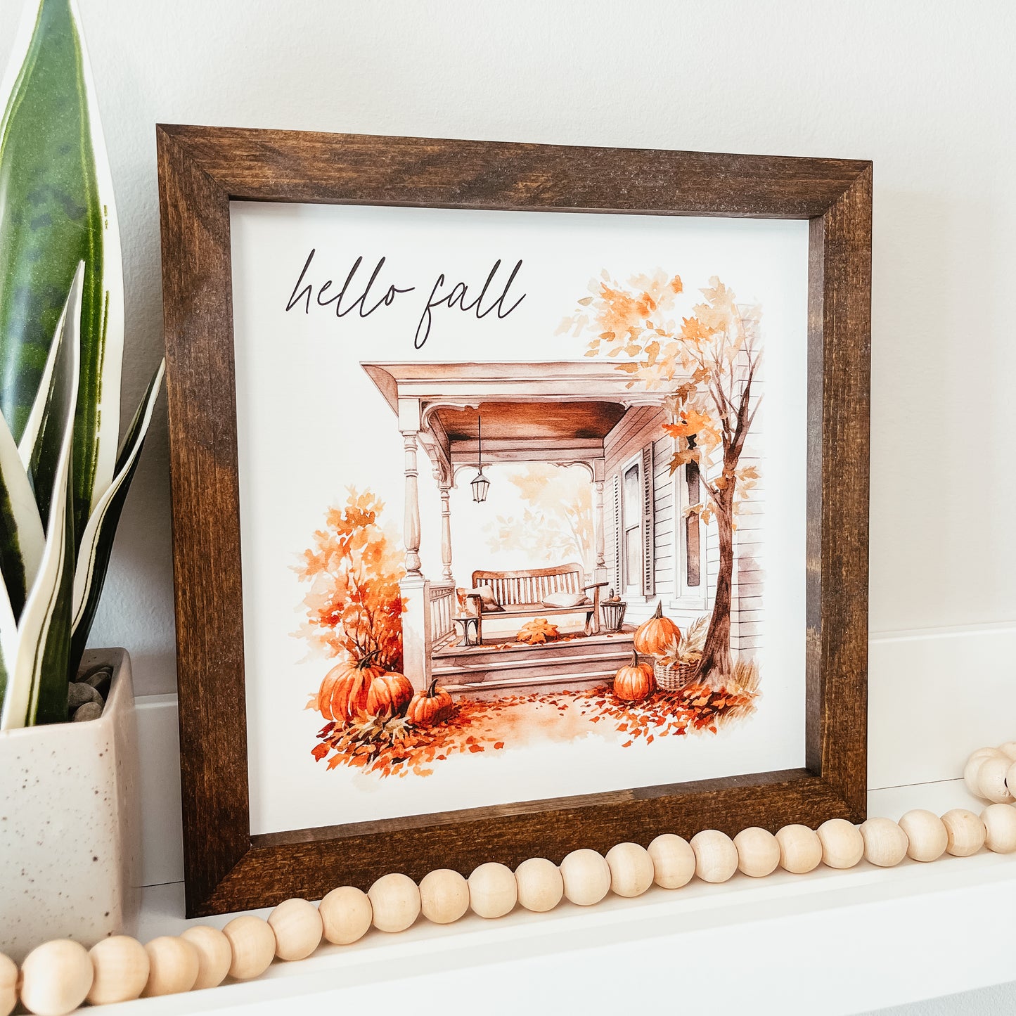 Hello Fall Watercolour Porch Framed Sign
