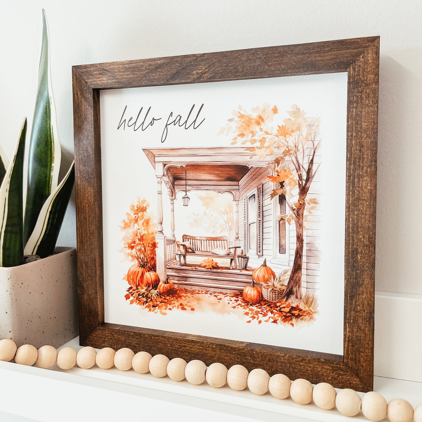 Hello Fall Watercolour Porch Framed Sign