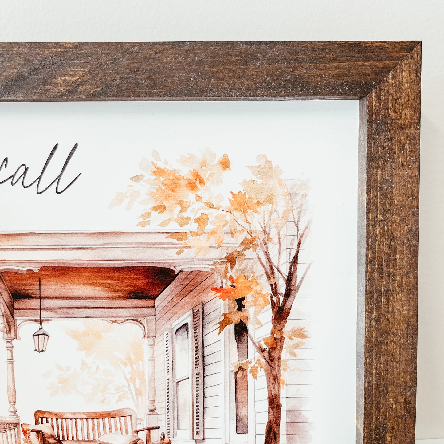 Hello Fall Watercolour Porch Framed Sign