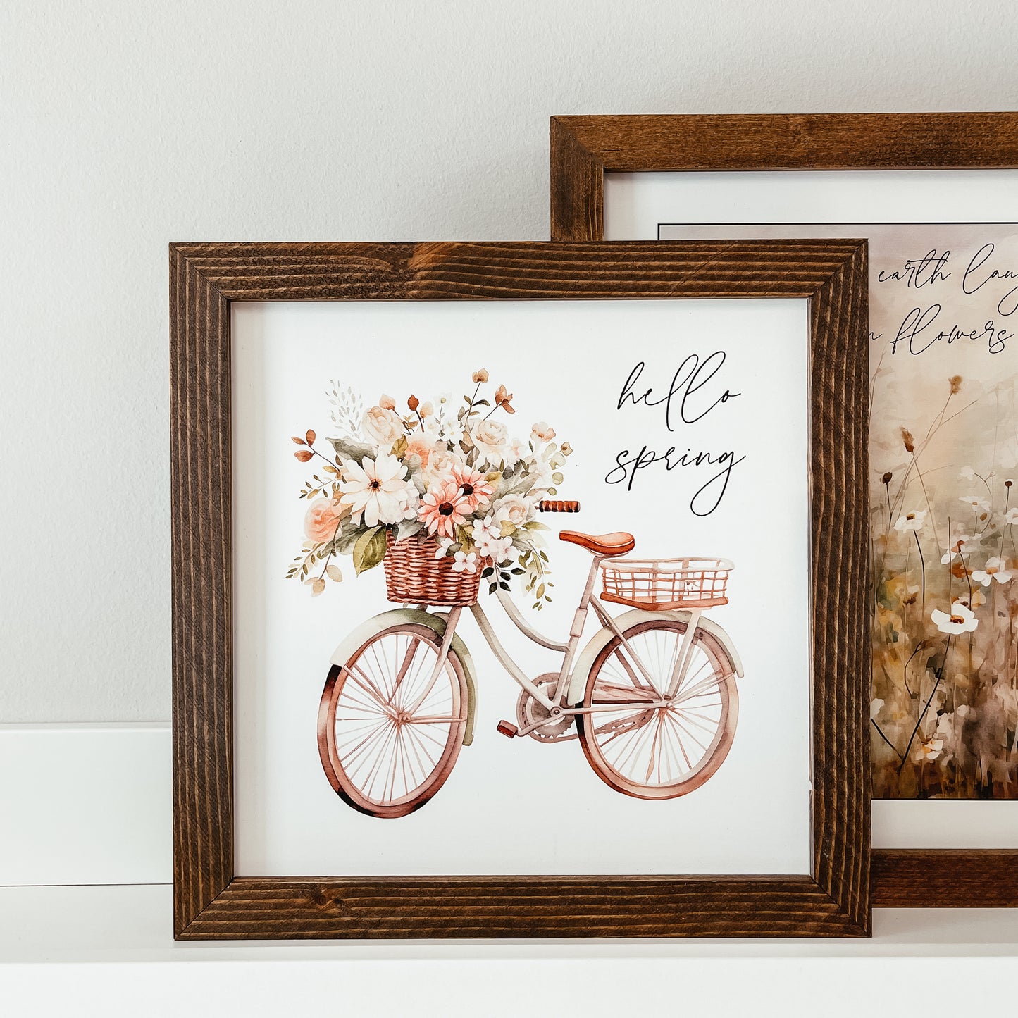 Hello Spring Flower Bike Framed Sign