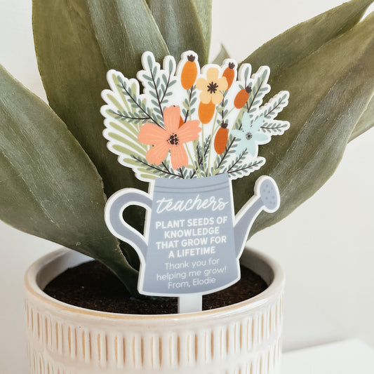 Personalized Teacher Watering Can Plant Stake