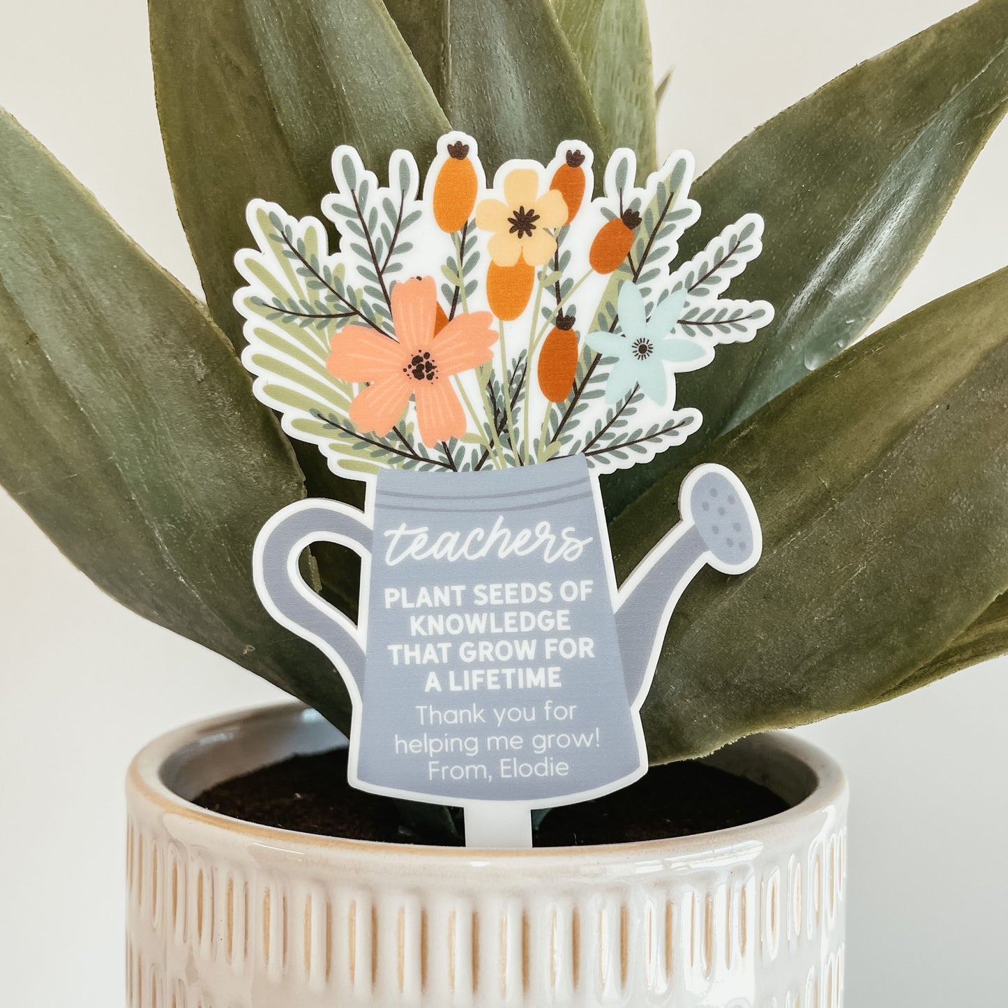 Personalized Teacher Watering Can Plant Stake
