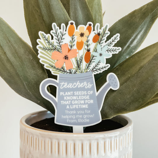 Personalized Teacher Watering Can Plant Stake
