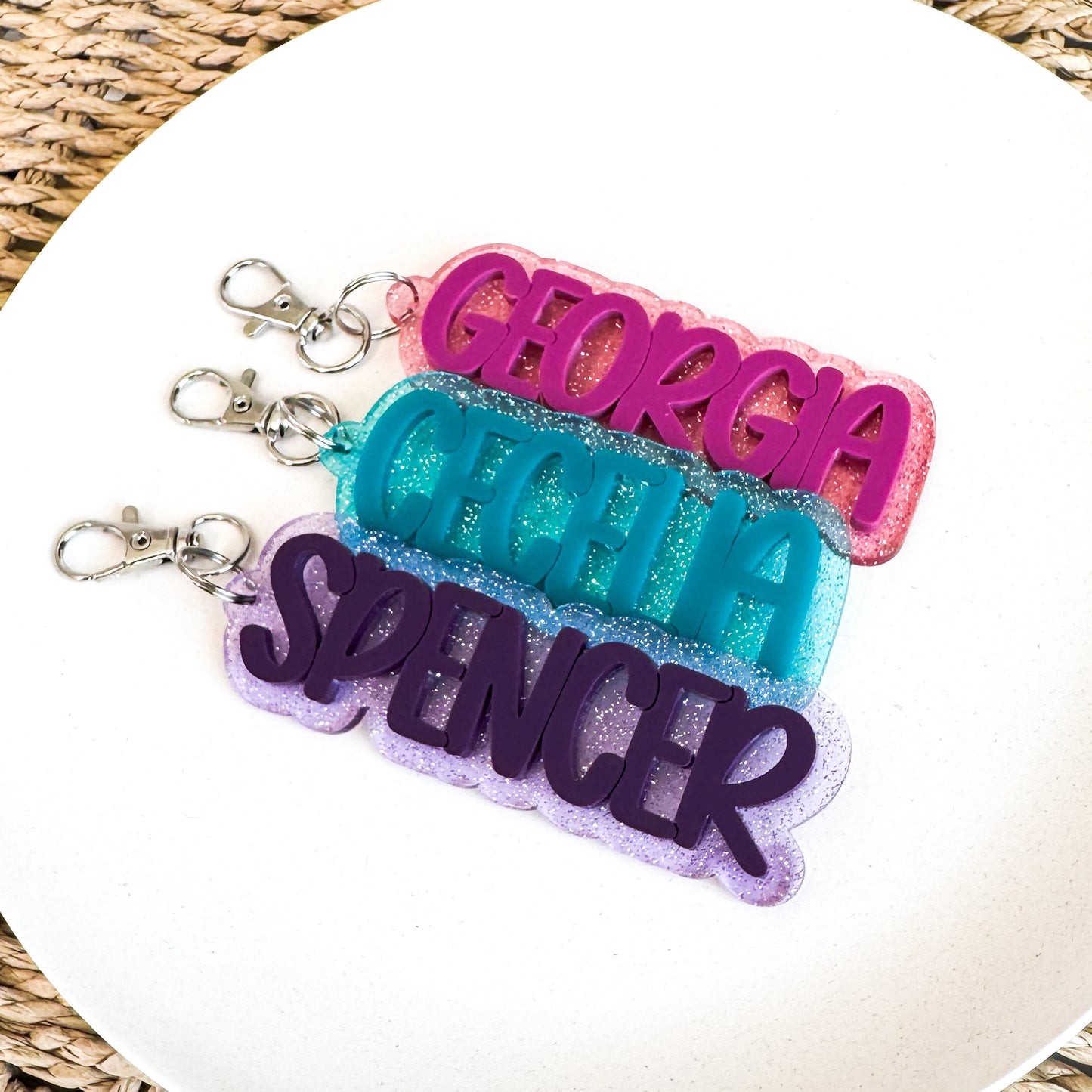 3D Jelly Glitter Acrylic Backpack Tag