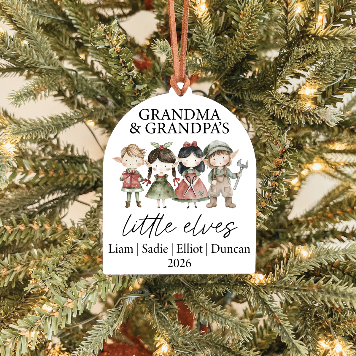 Grandchildren Names Christmas Ornament | Little Elves