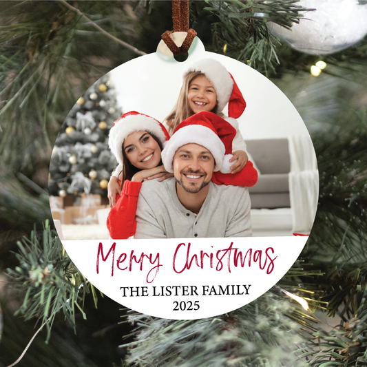 Merry Christmas Family Photo Ornament