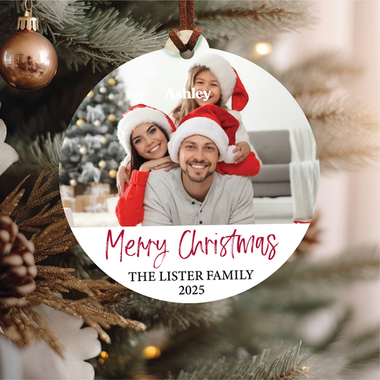 Merry Christmas Family Photo Ornament