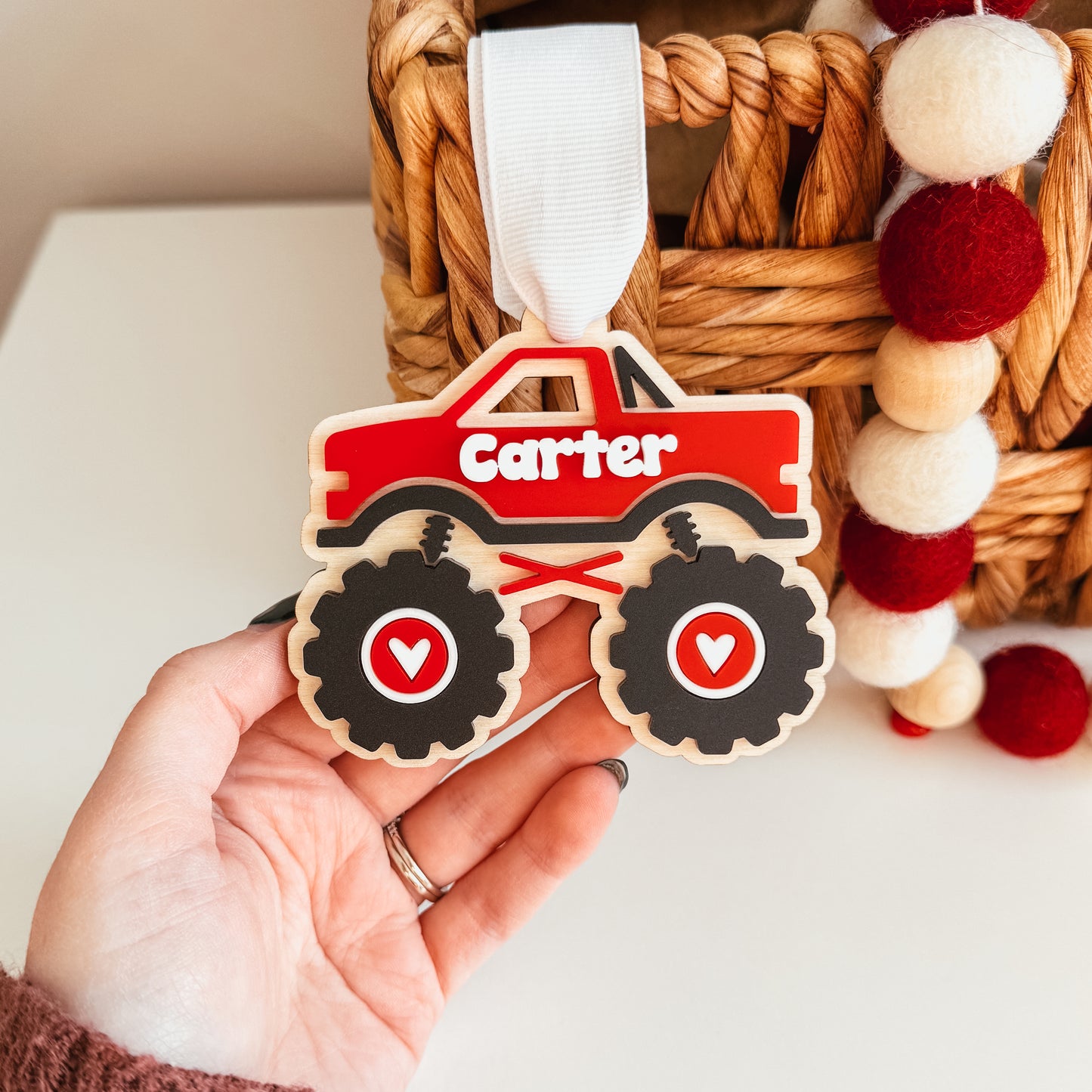 Heart Monster Truck Valentine's Day Tag