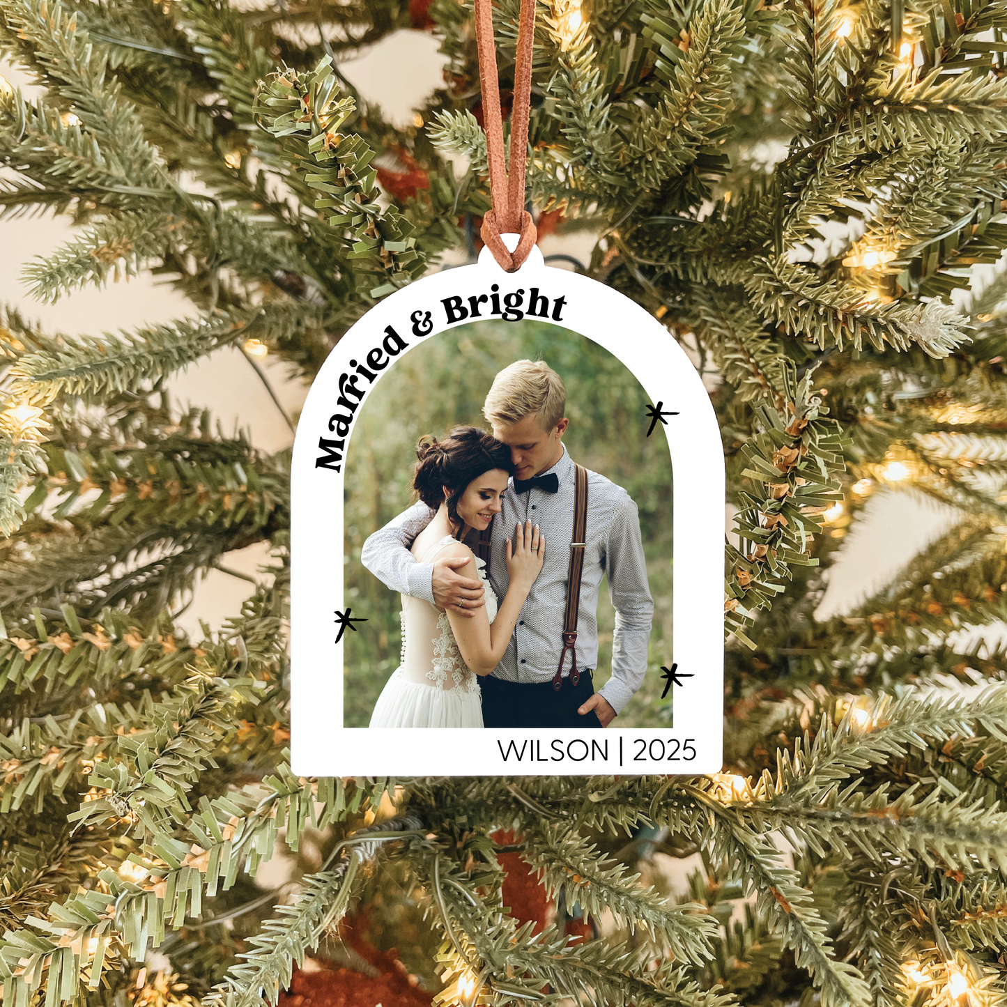 Married & Bright Arch Photo Ornament