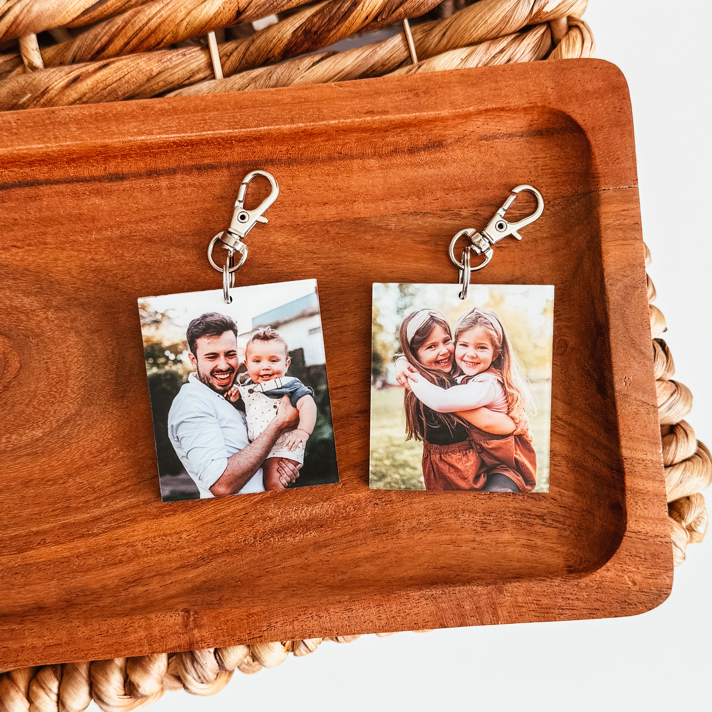 Rectangle Custom Photo and Text Keychain