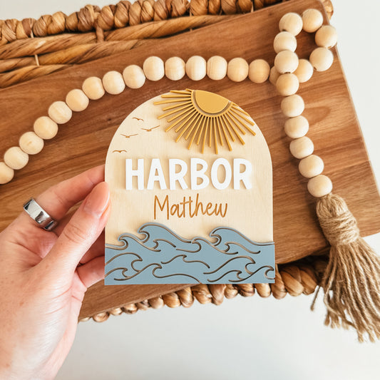 Ocean Baby Name Announcement Sign