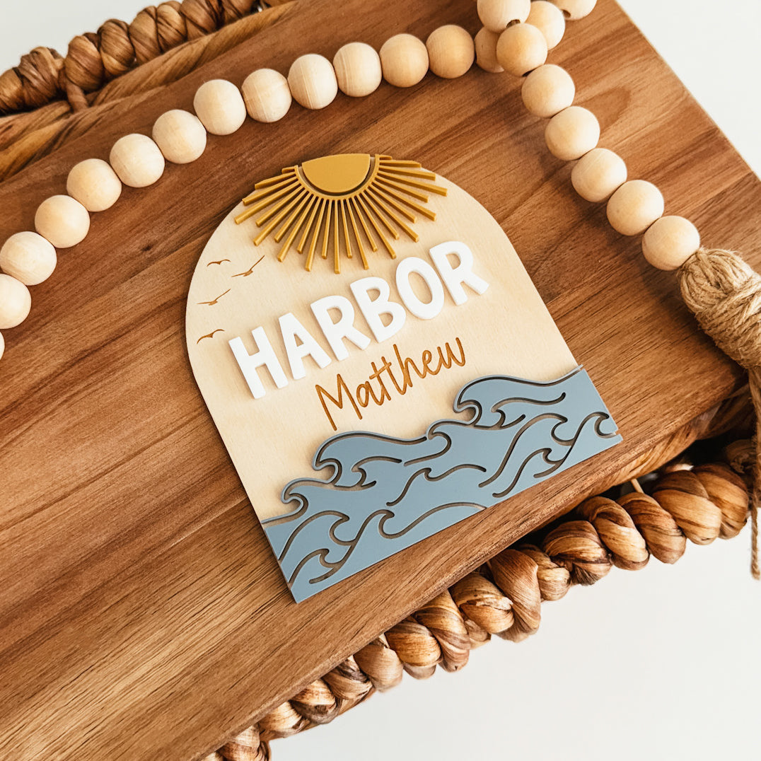 Ocean Baby Name Announcement Sign