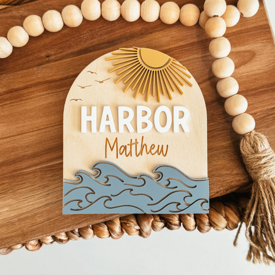 Ocean Baby Name Announcement Sign