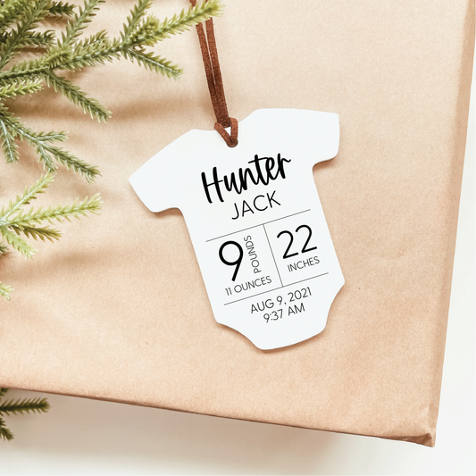 Birth Statistics Onesie Christmas Ornament