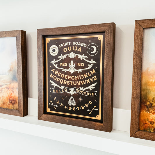 Ouija Board Framed Wood Sign