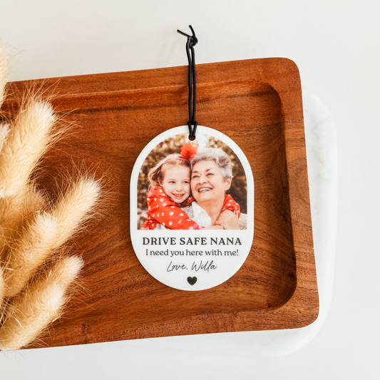 Acrylic Oval Photo Car Rearview Mirror Charm